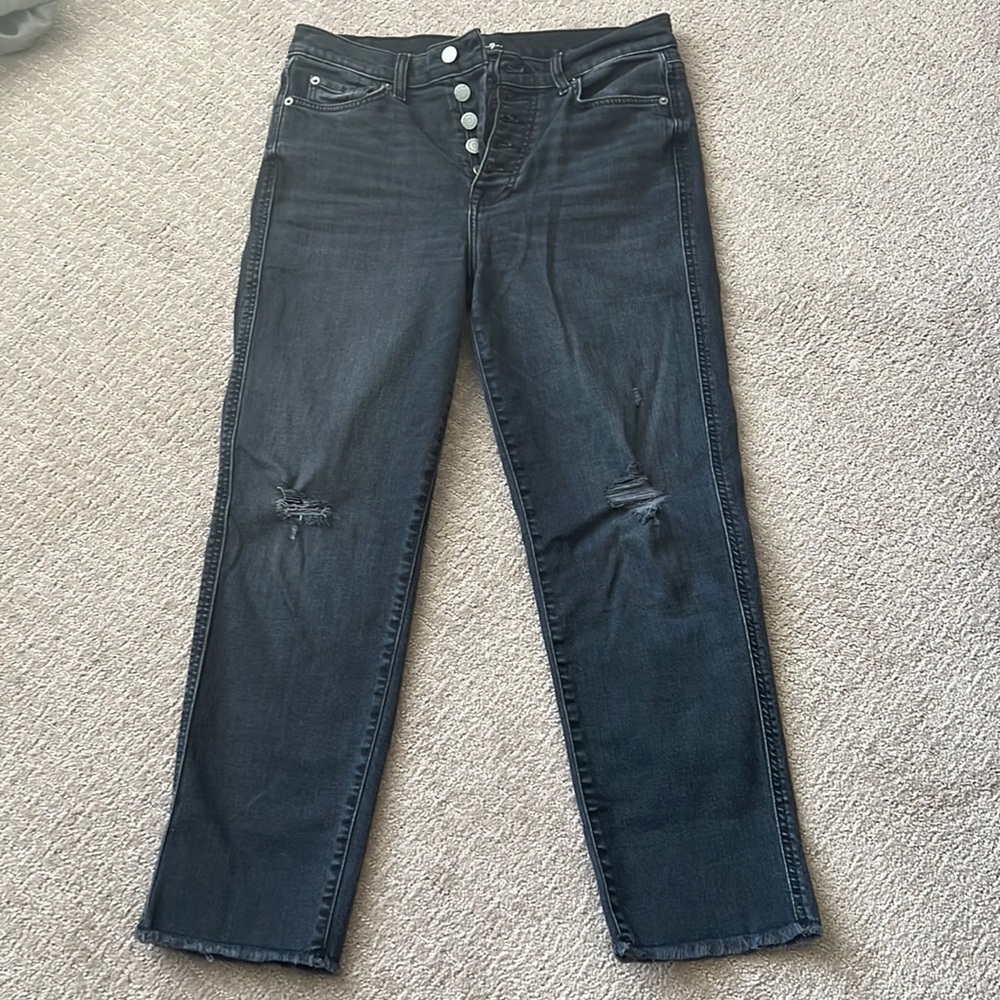 7 For All Mankind high waist straight crop